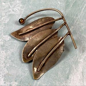 Vintage Lillo sterling silver leaf brooch Israel